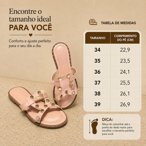 Sandalia Rasteirinha Moda Feminina Tiras Tachinhas Luxo Chic — imagem 2 de 2