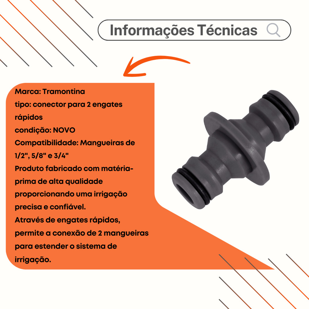 Conector Duplo União Mangueira P/ Engates Rápidos Tramontina · foto 2