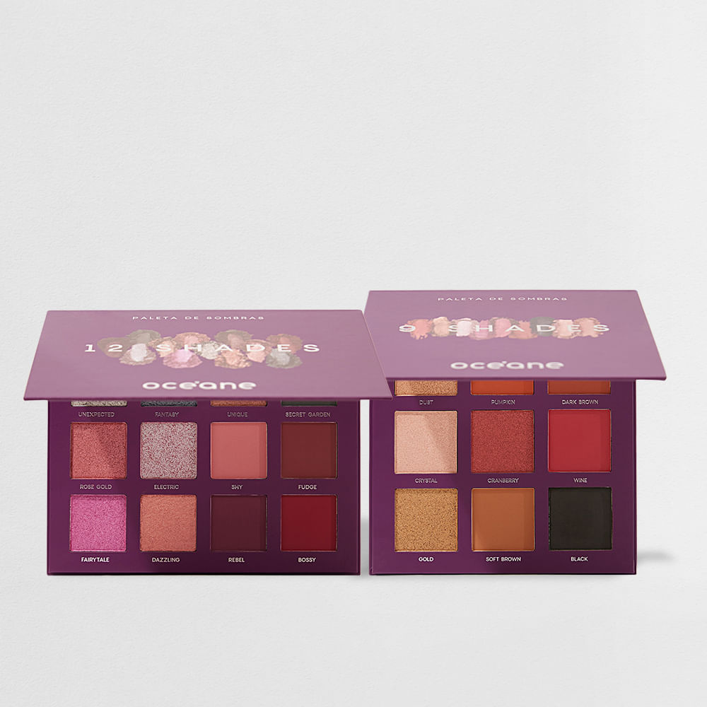 Kit Paleta de Sombras 9 Shades + Paleta de Sombras 12 Shades Océane Purple (2 Produtos)