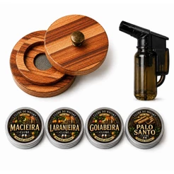 Kit Defumador de Drinks, Coquetéis e Martinis em Madeira Teca