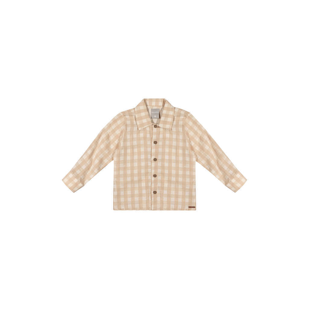 Camisa Infantil Menino Viscolinho Xadrez Colorittá Bege · foto 2