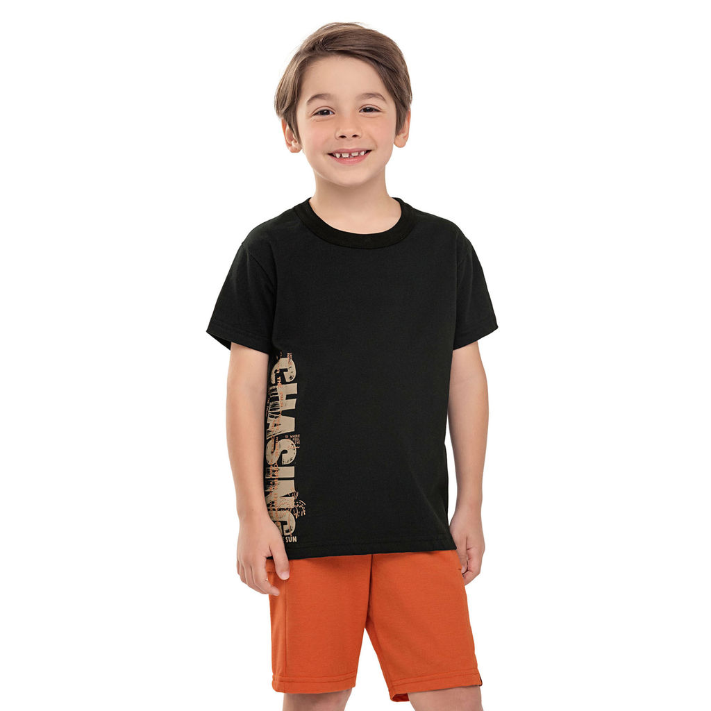 Conjunto Infantil Menino Estampa Lateral Elian Preto