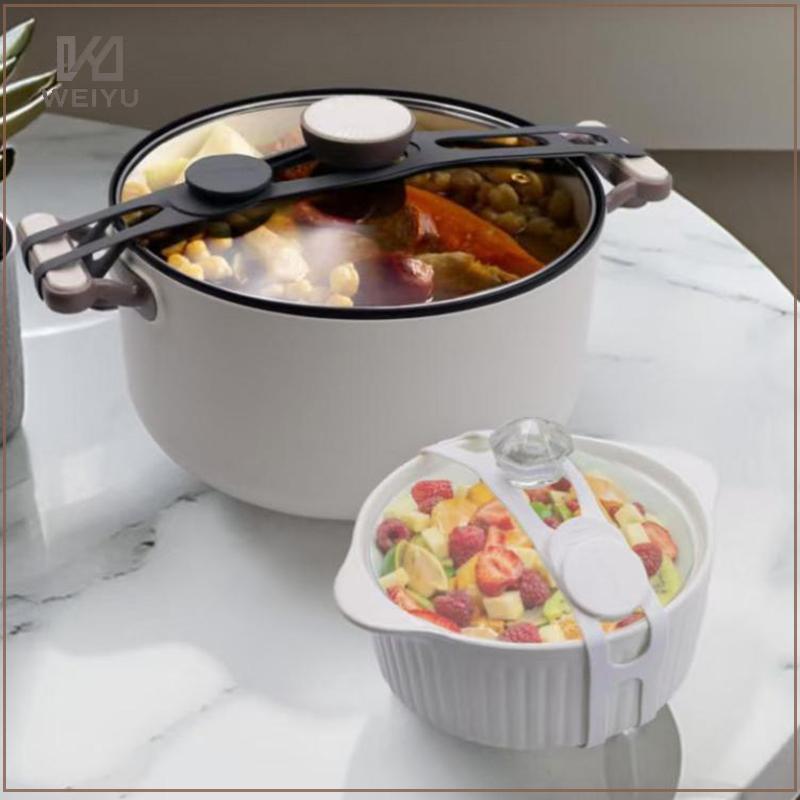 WEIYU Silicone Elástico Pote Tampa Titular 2 Pçs Reutilizável Lancheira Alça Universal Cozinha Solução De Armazenamento 