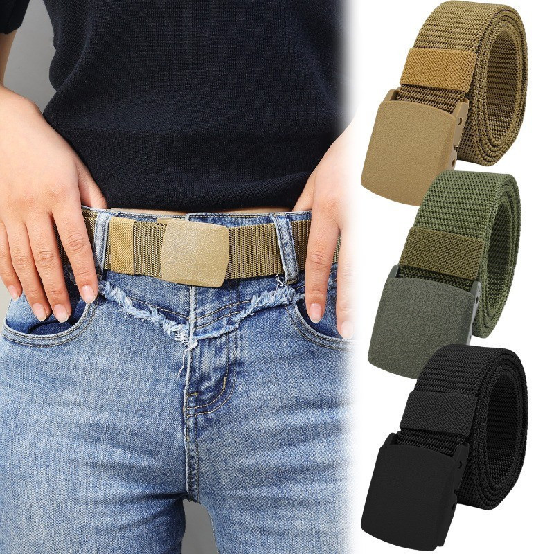 Conjunto de 1/2/3 peças, cinto de nylon de 120cm com fivela automática - Cinto esportivo masculino - Cinto para jeans ad