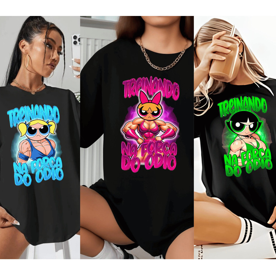 Kit 3 Camisetas Feminina Camisa Blusão Larga Academia Treino Crossfit Corrida Poderosa Gym