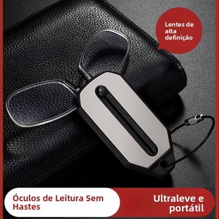 Óculos de leitura com clipe nasal e chaveiro para homens e mulheres, de alta definição, sem hastes, dobráveis, portáteis