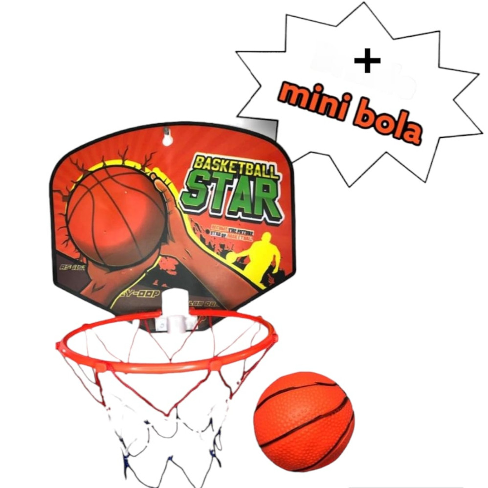 Cesta de Basquete Infantil com Bola e Rede Suporte para Parede Jogo Esportivo