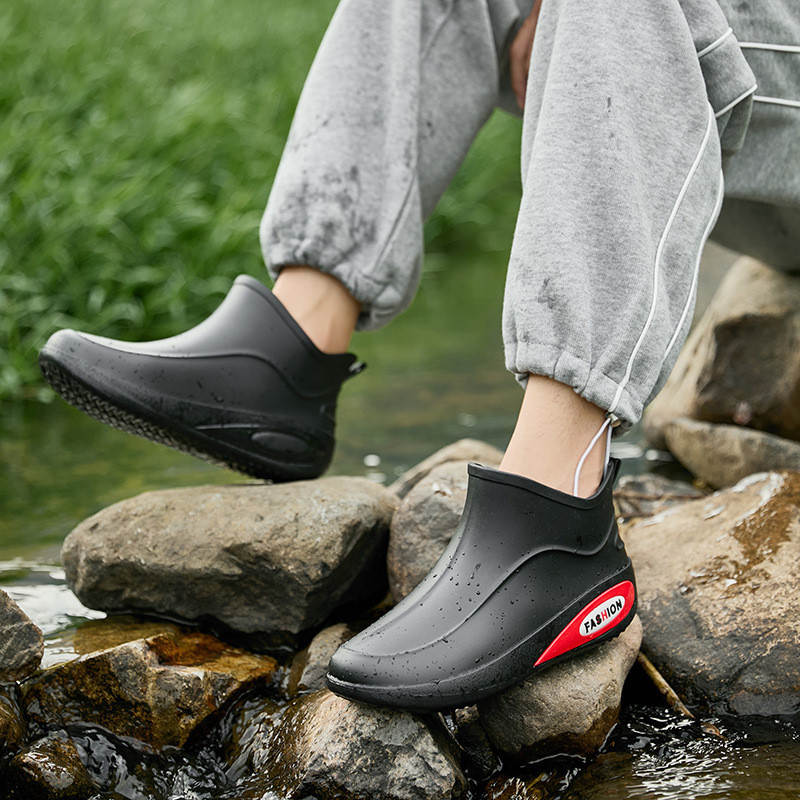 Botas de chuva masculinas verão cozinha trabalho impermeável antiderrapante sapatos de água pesca ao ar livre proteção d