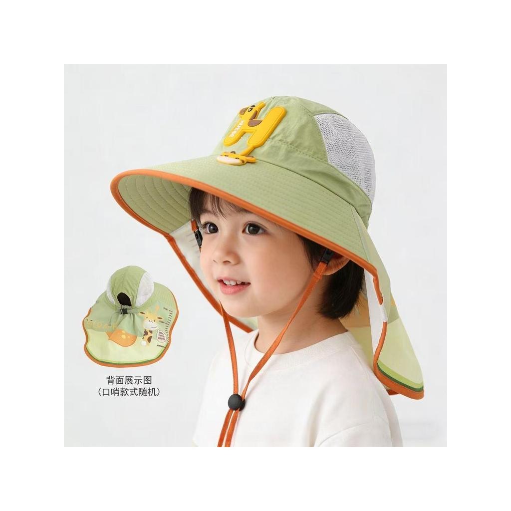 Crianças chapéu verão estilo fino malha respirável xale pescoço proteção chapéu masculino feminino bebê pára-sol proteto