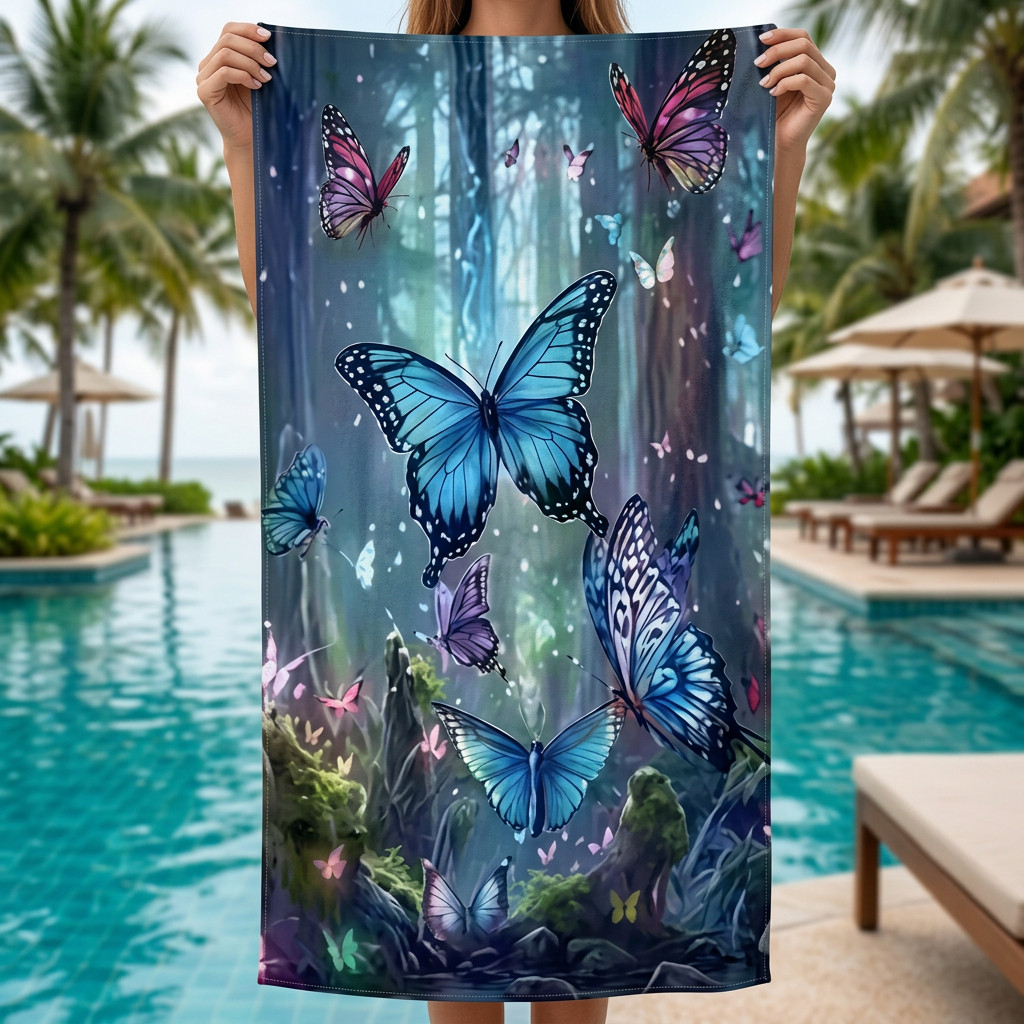 Toalha Infantil Gigante Banho e Praia Algodão Estampada Borboletas Fundo do Mar Heróis Unicórnio