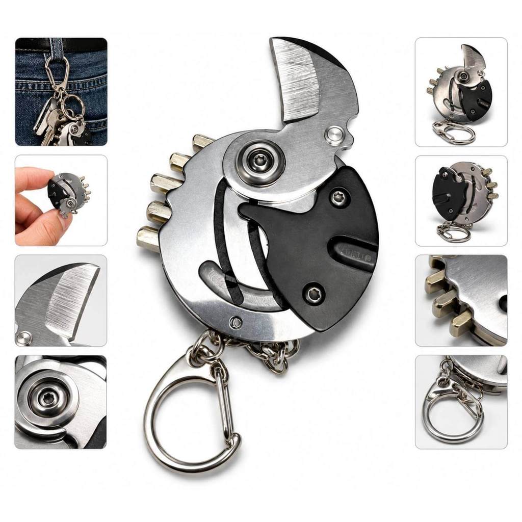 Mini Canivete Chaveiro Multifuncional com Bits Chave de Fenda Chaveiro Manculino Porta Chaves