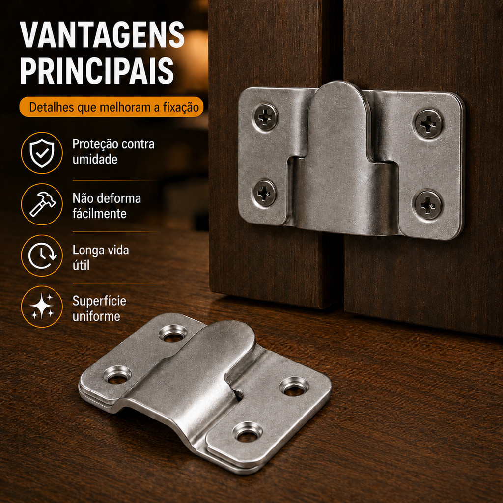 Kit 4 Peças Conector Sofá Encaixe Reforçado Metal Resistente para Cabeceira Painel de TV e Móveis — imagem 2 de 2