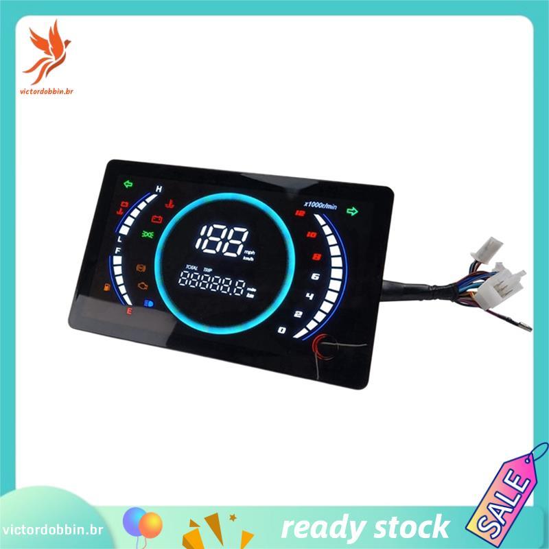 [victordobbin.br] 12V Universal Ajustável LED Velocímetro Digital Para Motocicleta Painel RPM Com Engrenagem De Temperat