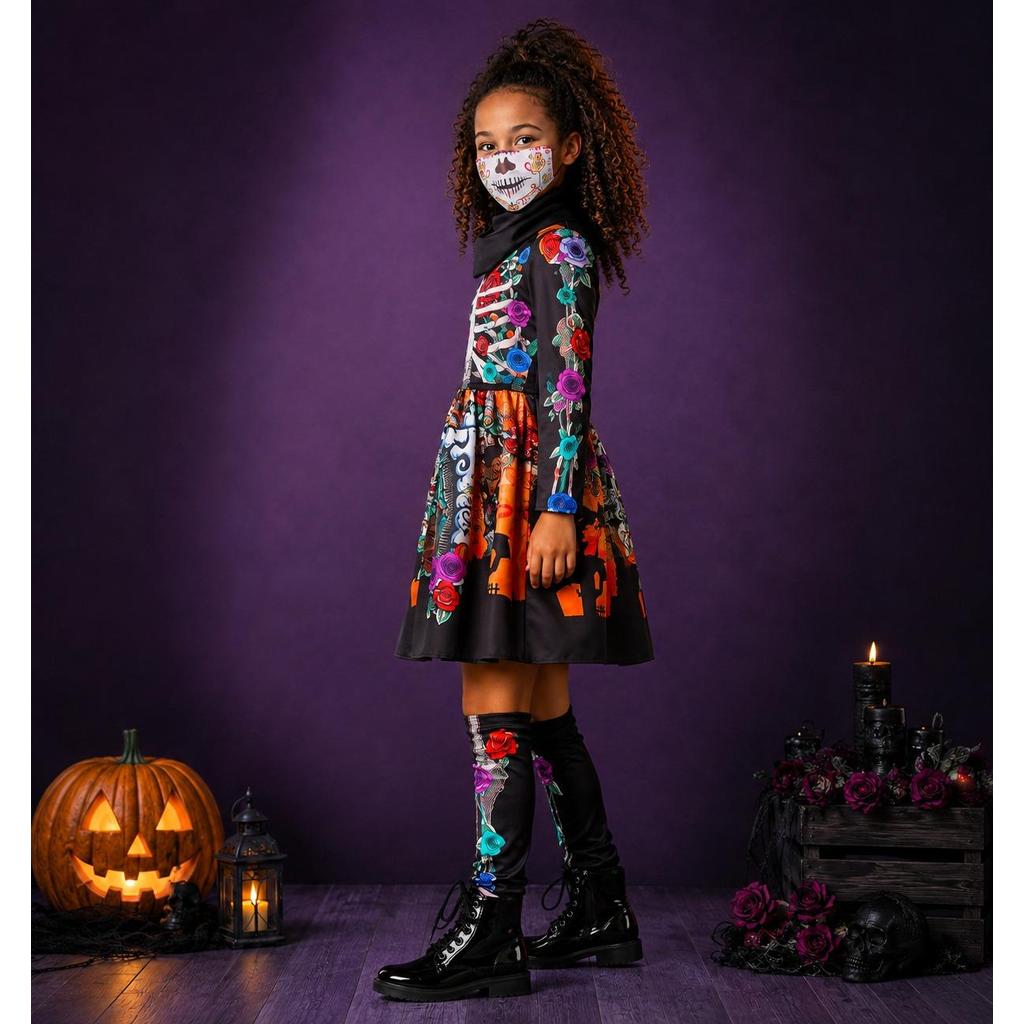 Fantasia Caveira Mexicana Infantil Completa de Halloween — imagem 2 de 2