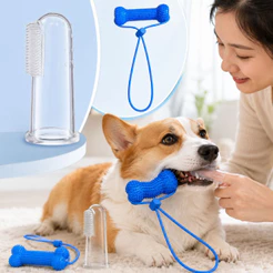 Suporte Canino De Dupla Ação MYRON1 , Com Escova De Dentes De Silicone , Brinquedo Para Mastigar Cachorro Em PVC , Evita
