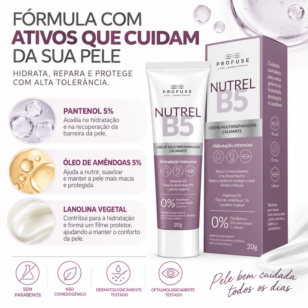 Profuse Nutrel B5 Creme Multirreparador Calmante Rosto Corpo e Lábios — imagem 2 de 2