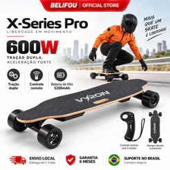 Skate Elétrico Longboard Dual Motor 600W 40km/h Controle Remoto X-Series Pro Titan para Adultos 3 Modelos