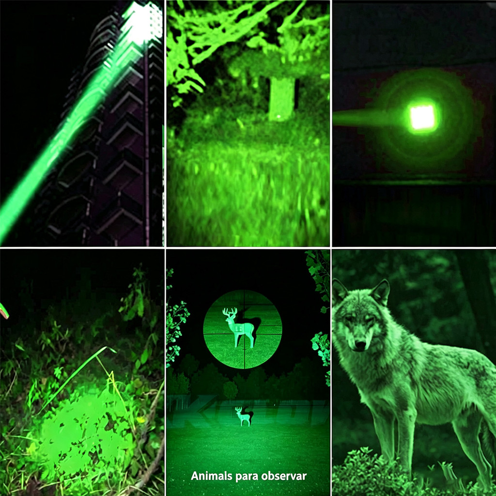 Lanterna Tática Luz Verde de Longo Alcance com LED Alto Brilho,Kit Estojo Interruptor Pressão,Pesca,Camping Emergência