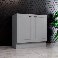 Balcão para Cozinha sem Tampo 2 Portas 1 Prateleira Americana Cinza Cinza