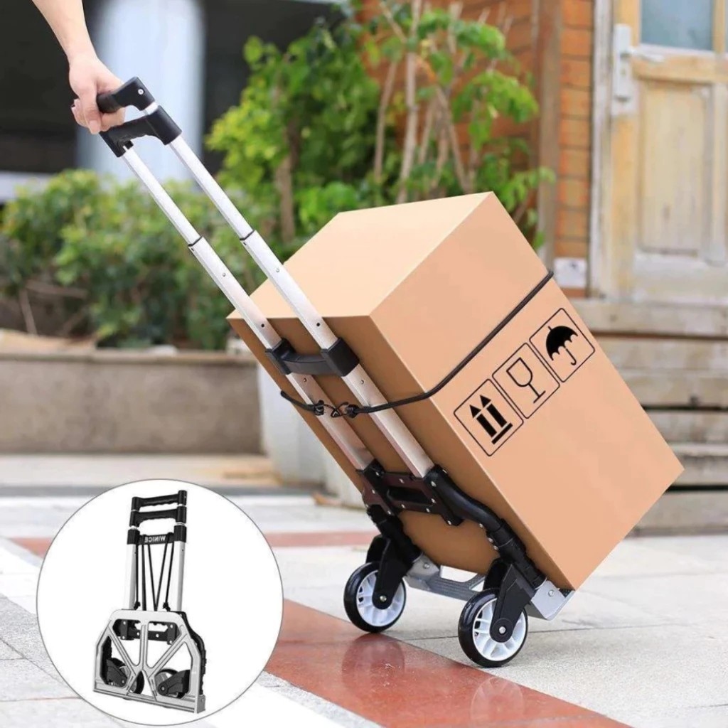 Carrinho de Carga Mala Transporte Peso Puxa Caixa Compras Bagagem Veiculo Transportar Trabalho Bolsa