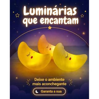 Luminária Lua LED 15x12cm 3 Cores Abajur Decorativo Quarto Infantil