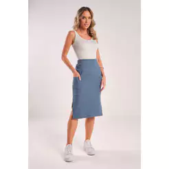 Saia Midi Feminina Com Bolsos Marialícia