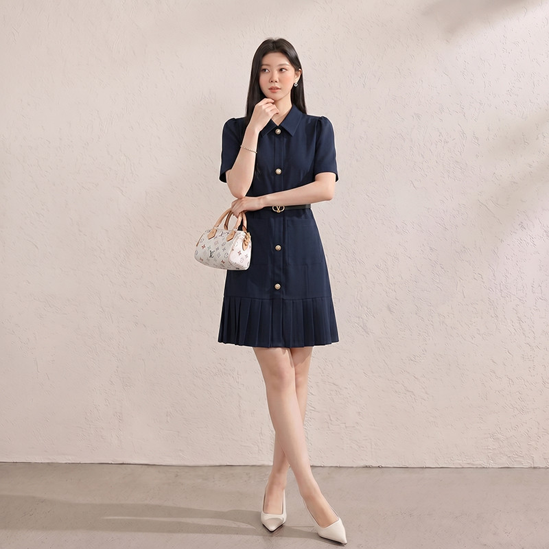 [Incluindo cinto] Vestido feminino ligeiramente gordo Plus Size francês pequeno mais fino Look elegante redutor de idade