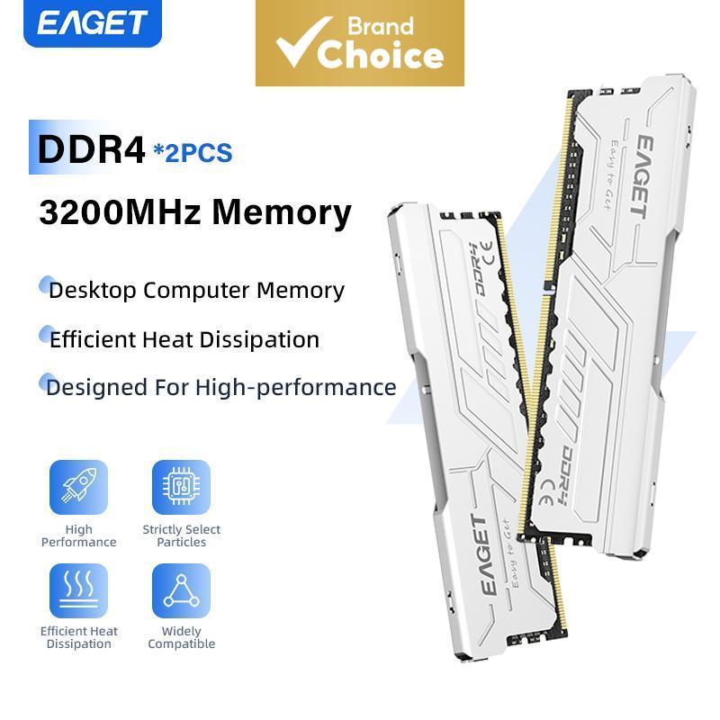 Kit EAGET PS40 DDR4 32GB (2 x 16GB) 3200MHz CL22, módulo de memória com dissipador de calor metálico, upgrade para PC