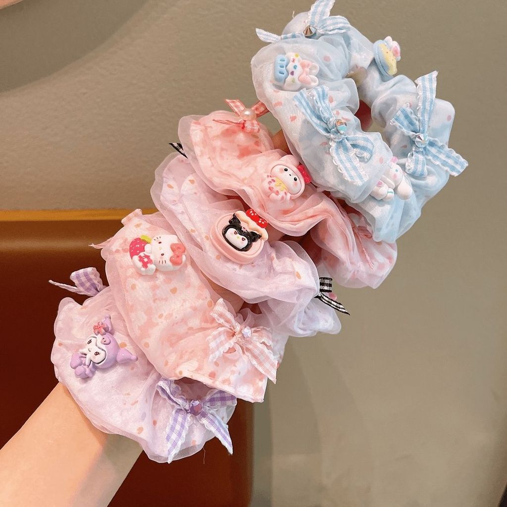 Crianças Dos Desenhos Animados Impresso Cabelo Scrunchies Meninas Macio Elástico Laços De Sem Furo Rabo De Cavalo Acessó