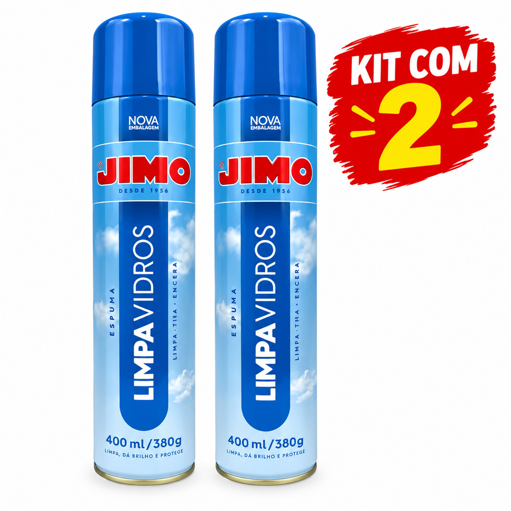 Kit 2 Limpa Vidros Jimo em Espuma – Brilho e Transparência Profissional na Limpeza de Vidros e Espelhos
