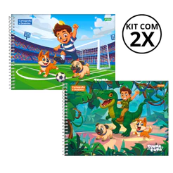 Kit 2 Cadernos De Desenho Universitário Turma Do Duda 80 Folhas - Jandaia