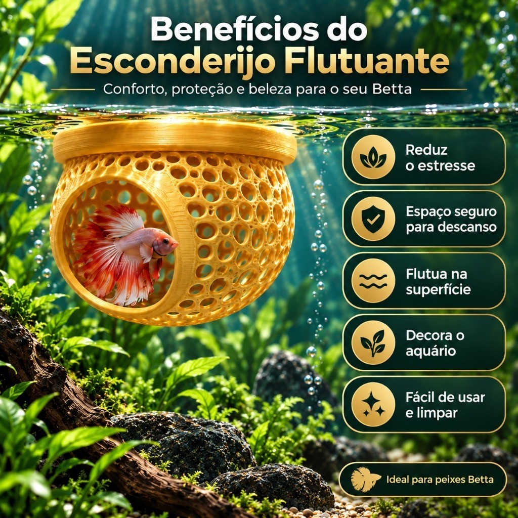 Esconderijo Flutuante para Peixe Betta 7x7cm Toca Ninho Cama de Descanso para Aquário Aquarismo Decoração — imagem 2 de 2