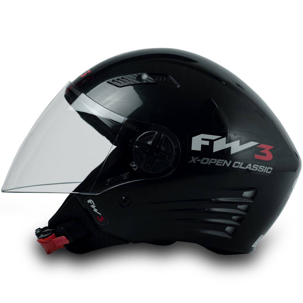 Capacete para Moto Aberto X Open Classic Preto Brilhante com Viseira Cristal Tamanho 56 - FW3
