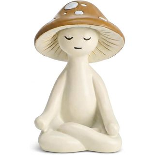 Resina De Estatueta De Cogumelo De Meditação-Estátua Ioga Para Decoração De Jardim De Prateleira De Mesa , Fofa De Escul
