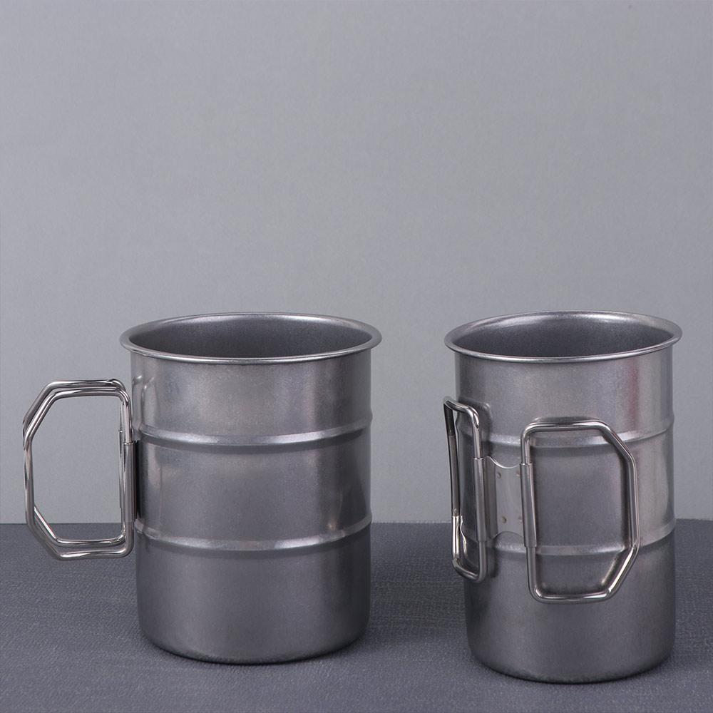 Copos De Água Vintage TEVO , Caneca De Acampamento De Aço Inoxidável Anti-Queimadura Com Alça Dobrável , Formato De Barr