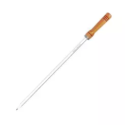 Espeto Simples Mor 3247 Alumínio Polido Cabo Madeira 90cm