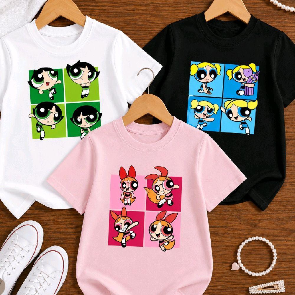 Kit com 3 Camisetas Infantil Meninas Super Poderosas Feminina – Algodão, Modelagem Confortável, para Dia a Dia