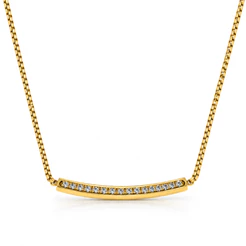 Colar Feminino Curvo com Zircônias Aço Inoxidável Elegante