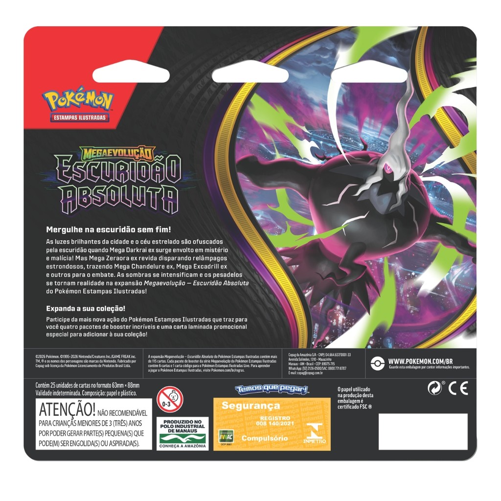 Cartas Pokémon TCG Blister Quadruplo Escuridão Absoluta Binacle 25 Cards Copag — imagem 2 de 2