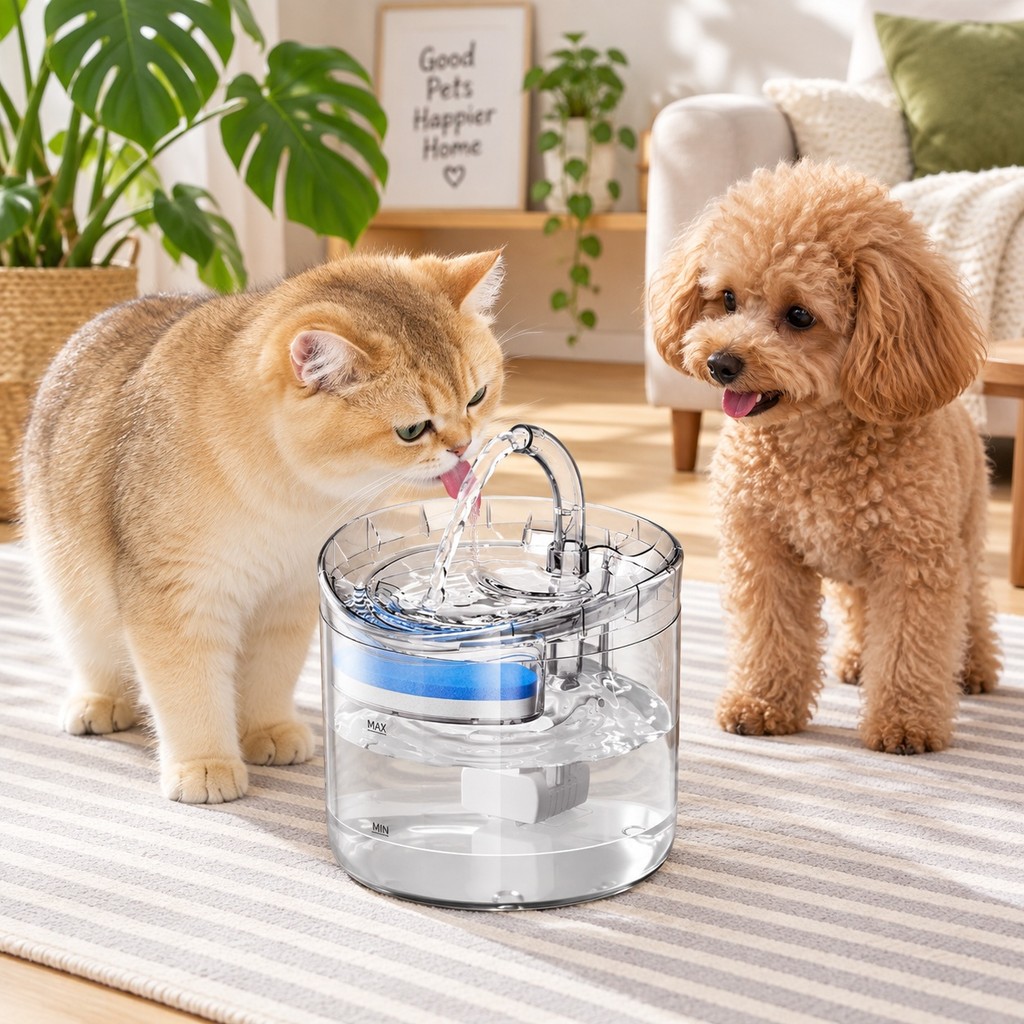 Fonte de Água para Gato 2L Automática Tanque Transparente Silenciosa com Filtro