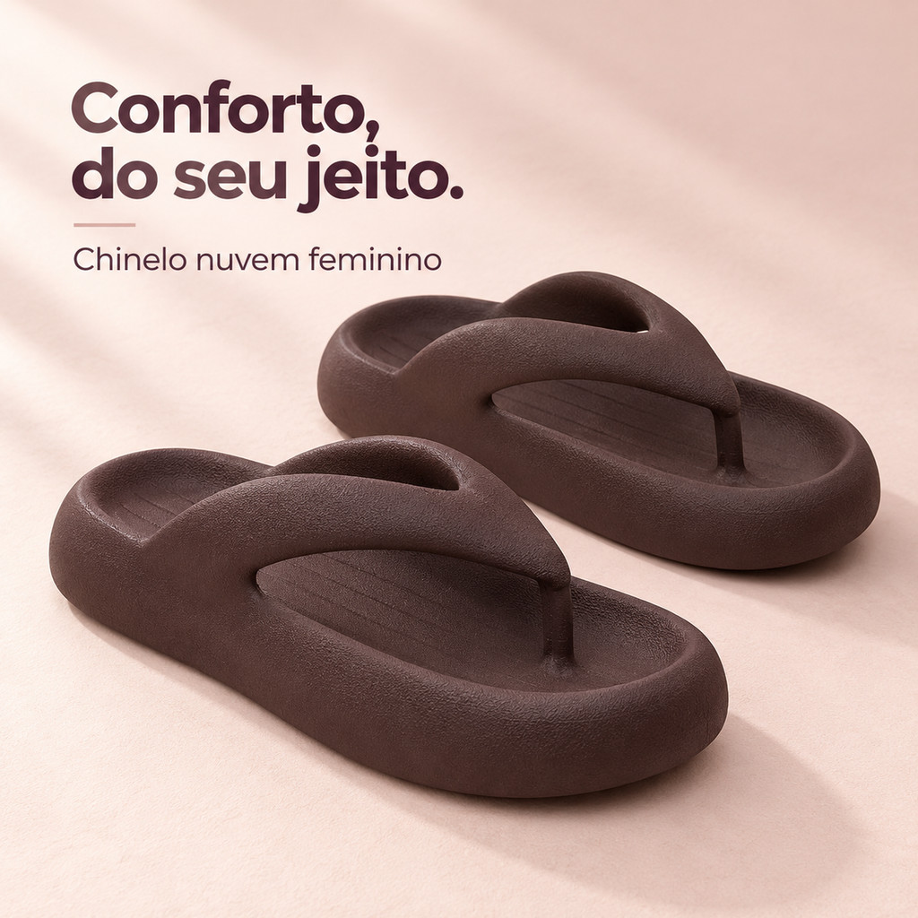 Sandália Nuvem Feminina Chinela  de Dedo Macia Leve Confortável Antiderrapante Casual Anatômica Ortopédica  Esporão
