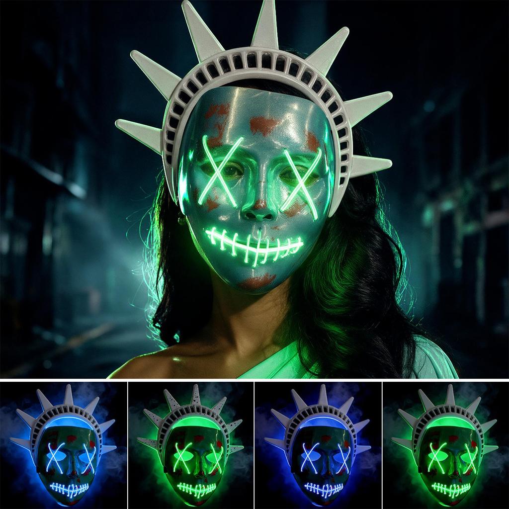 Mascara Halloween Led Estátua da Liberdade Noites de um Crime Festa Fantasia Carnaval Dia das Bruxas