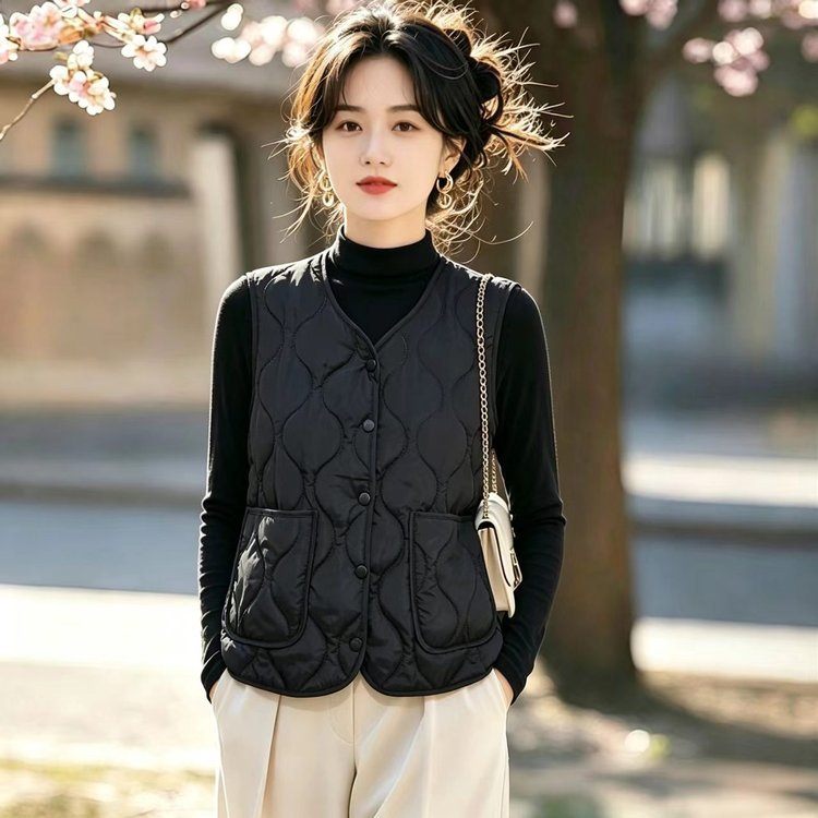 2026 outono luz Casual colete de meia-idade idosos roupas femininas mãe roupas quentes para baixo, colete de algodão col