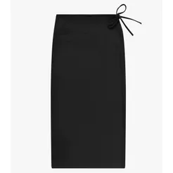 Saia Midi Feminina Envelope Em Malhão Rovitex Preto