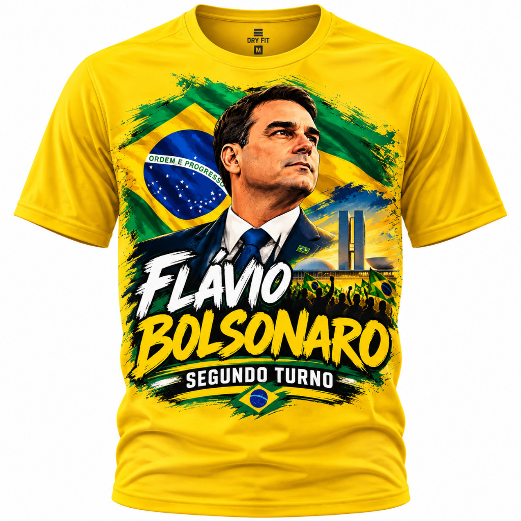 CAMISETA FLÁVIO BOLSONARO – SEGUNDO TURNO BRASIL PATRIOTA Camiseta Básica 100% Algodão P ao G5