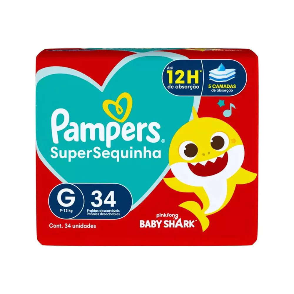 Fralda Descartável Pampers Supersequinha Mega G 34 Unidades