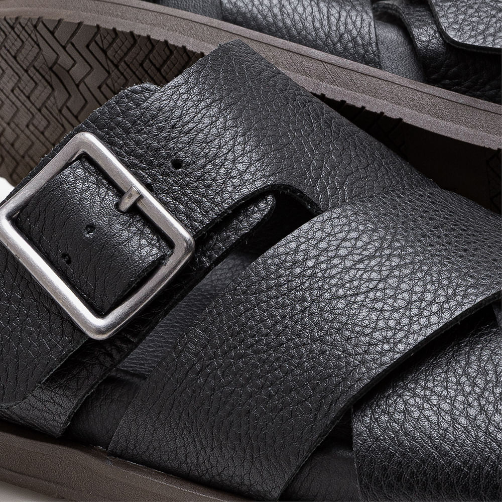 Sandália Masculina Dock Couro Preto · foto 2