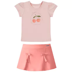 Conjunto Bebê Menina Manga Curta Cereja Colorittá Rosa