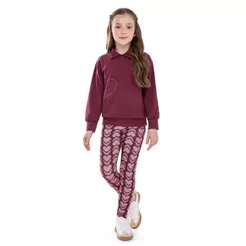 Conjunto Infantil Menina Coração Strass Colorittá Bordô