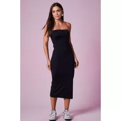Saia Midi Poliamida Planet Girls Preto